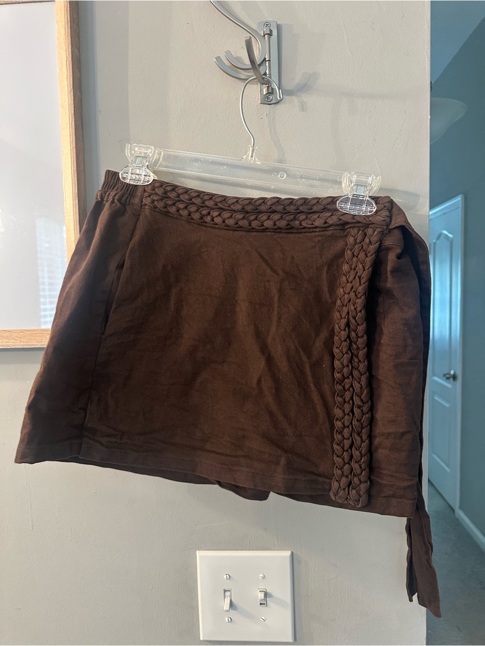 entro Brown Mini Skort with Braided Waist Detail